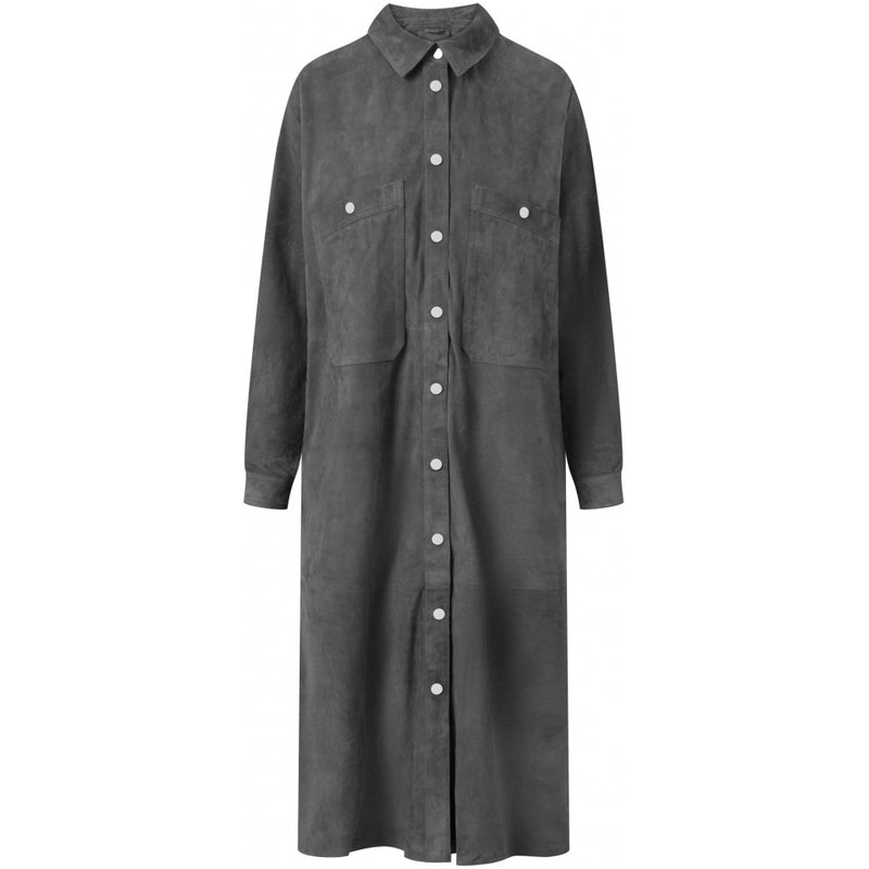Depeche leather wear Lang skjorte/ kjole i blød ruskind Dresses 158 Thunder grey