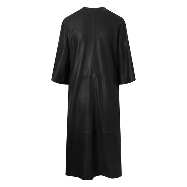 Depeche leather wear Lang skjorte/kjole i en dejlig blød læderkvalitet Dresses 099 Black (Nero)