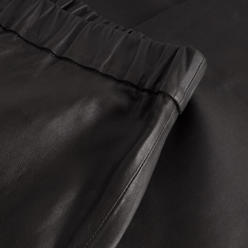 Depeche leather wear Loose fit læderbukser med lommer på fronten Pants 175 Charcoal