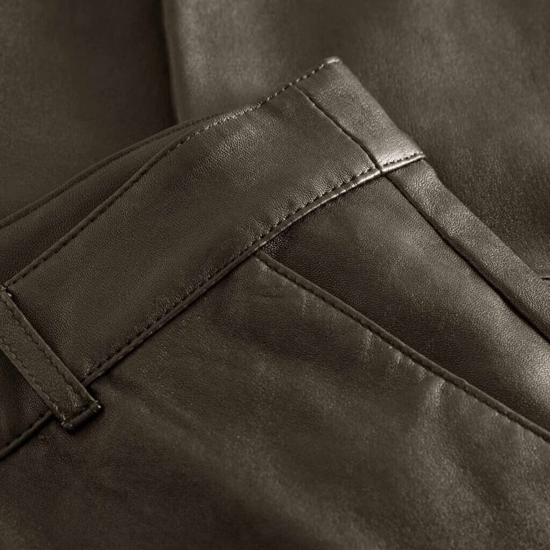 Depeche leather wear Must-have Caroline chino læderbuks i strækkvalitet Pants 038 Dusty taupe