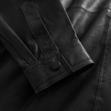 Depeche leather wear Oversize lang skjorte i blødt skind Shirts 099 Black (Nero)