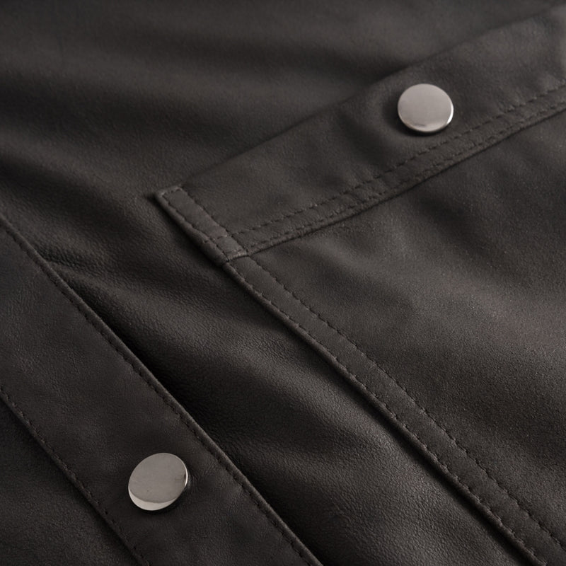 Depeche leather wear Oversize lang skjorte i blødt skind Shirts 175 Charcoal