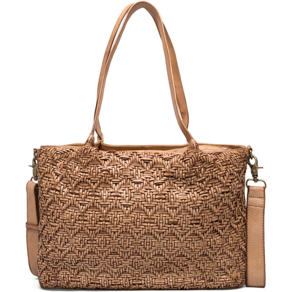 DEPECHE Shopper lædertaske med smukt fletmønster Shopper 012 Nature 