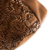 DEPECHE Shopper lædertaske med smukt fletmønster Shopper 014 Cognac