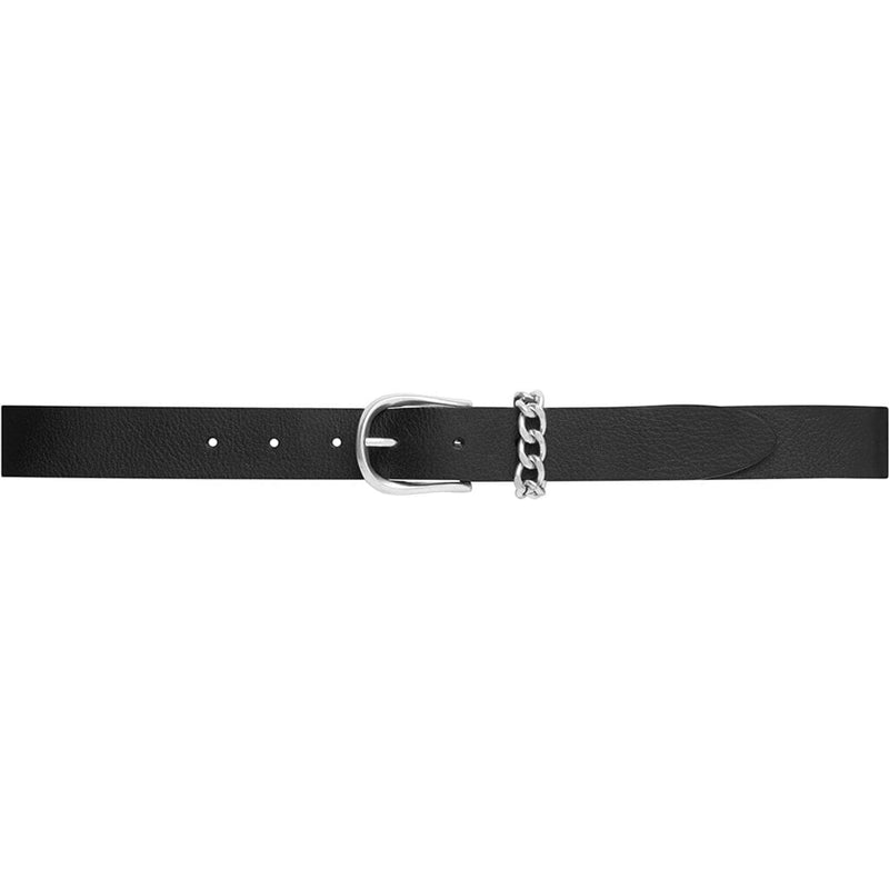 DEPECHE Skindbælte dekoreret med smuk kæde bælteloop Belts 187 Black/Silver