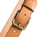 DEPECHE Skindbælte med bredt spænde Belts 153 Cognac/Brass