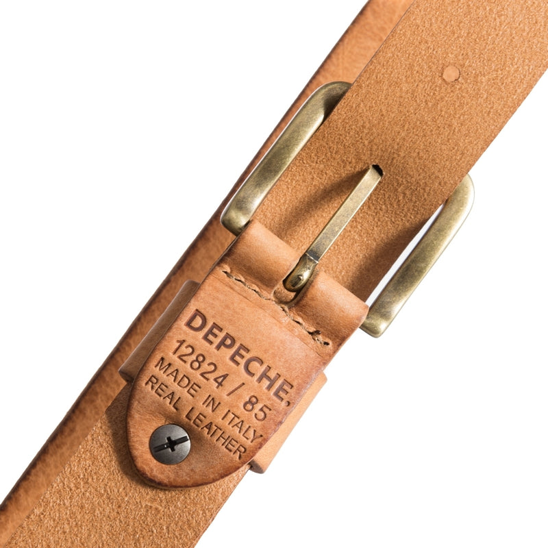 DEPECHE Skindbælte med bredt spænde Belts 153 Cognac/Brass