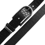 DEPECHE Smalt læderbælte dekoreret med kroko mønster Belts 099 Black (Nero)