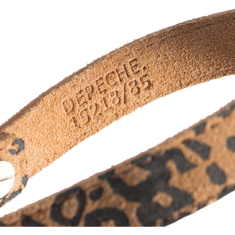 DEPECHE Smalt læderbæltet dekoreret med leopard mønster Belts 082 Leopard