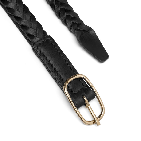 DEPECHE Smukt flettet skindbælte Belts 190 Black / Gold
