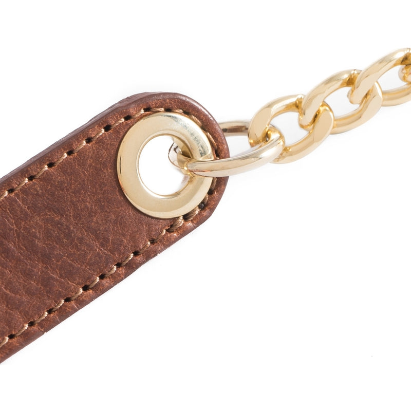 DEPECHE Smukt læderbælte med kæde detalje Belts 014 Cognac