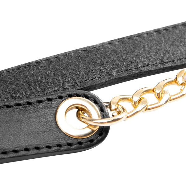 DEPECHE Smukt læderbælte med kæde detalje Belts 099 Black (Nero)
