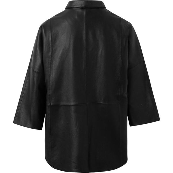 Depeche leather wear Tenna oversized / løstsiddende skindskjorte Tops 099 Black (Nero)