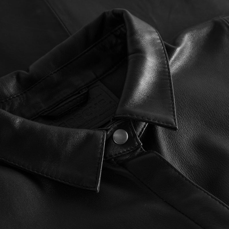 Depeche leather wear Tenna oversized / løstsiddende skindskjorte Tops 099 Black (Nero)
