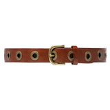 DEPECHE Cool læderbælte dekoreret med store eyelets Belt 014 Cognac