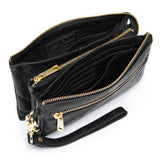 DEPECHE Lille skindtaske med guldfarvede detaljer Small bag / Clutch 099 Black