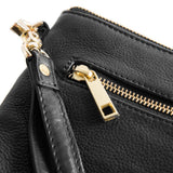 DEPECHE Smuk læder clutch dekoreret med guldfarvede lynlåse Small bag / Clutch 099 Black