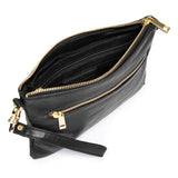 DEPECHE Smuk læder clutch dekoreret med guldfarvede lynlåse Small bag / Clutch 099 Black